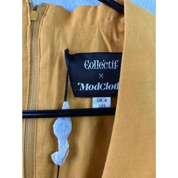 NWT - Collectif x ModCloth Sara Swing Dress – Mustard – Size 3XS - Picture 6 of 6